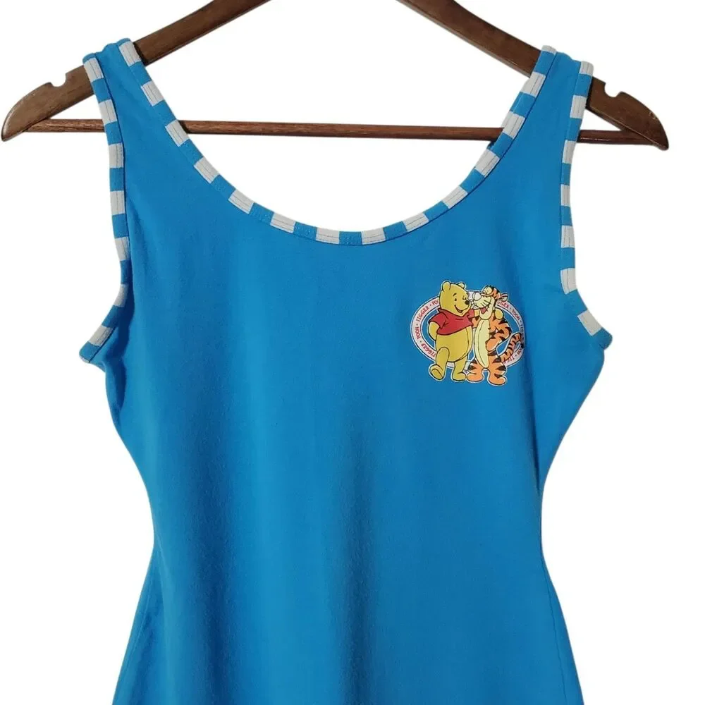 Vintage Disney POOH & Tigger Dance Gym Unitard Girls Size Large Blue Playsuit